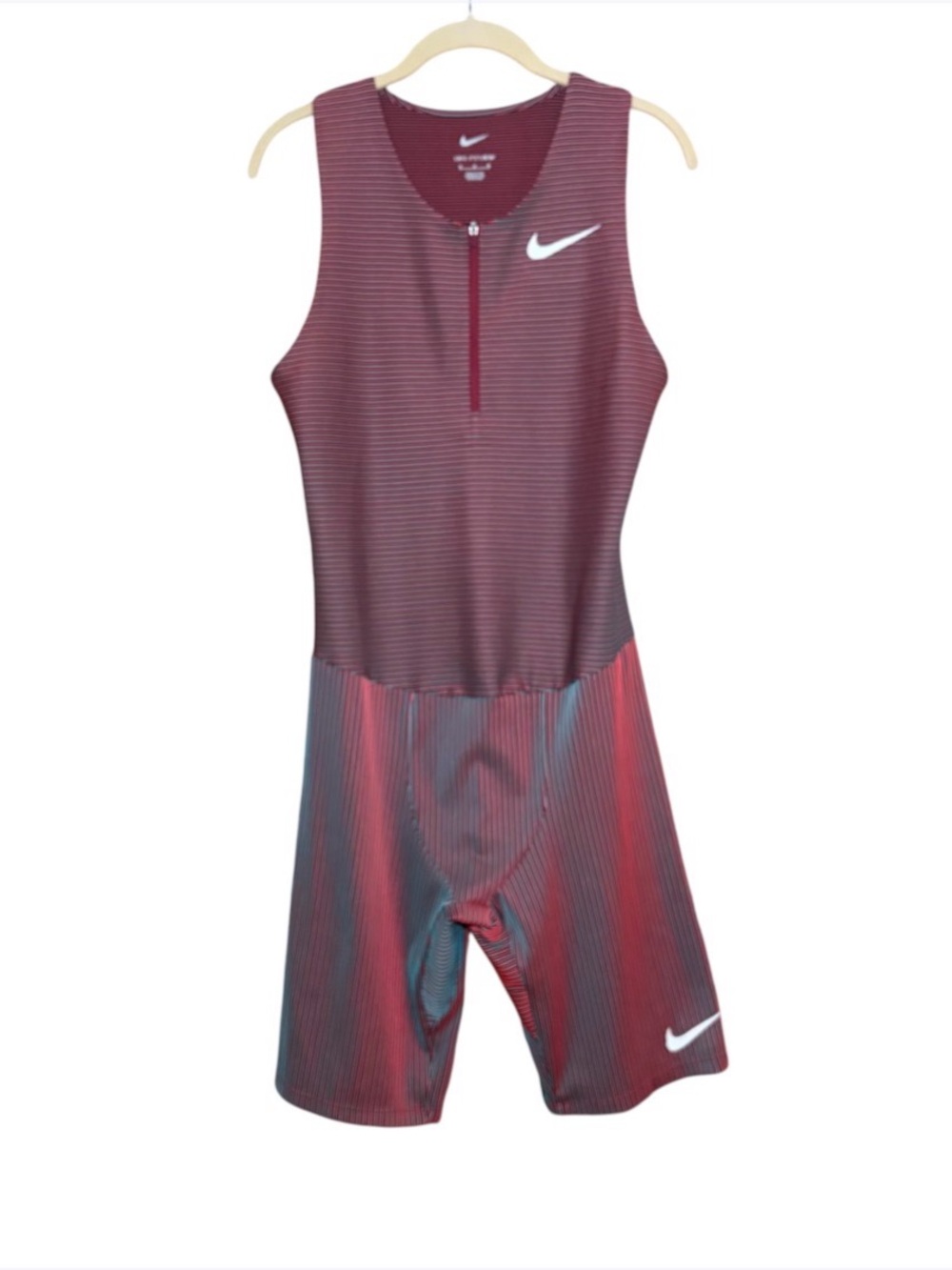 Nike Dri-FIT ADV Track & Field Racing Speed Suit Made USA Pink Blue Striped M
